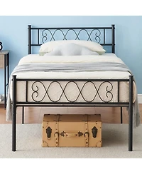 homfan Metal Bed Frame, Heavy Duty Platform Bed with Heart Shaped Headboard and 800 Pound Capacity for Bedroom