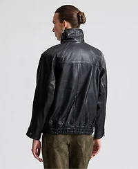 Avec Les Filles Women's Leather Bomber Coat