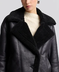 Avec Les Filles Women's Collared Faux Shearling Coat