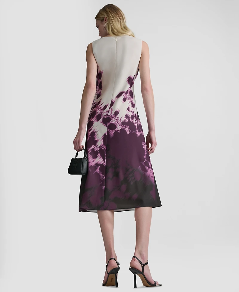 Dkny Women's Printed Sleeveless Cowl Neck Midi Dress