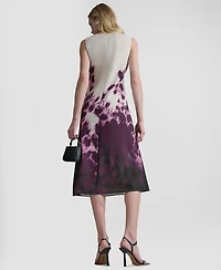 Dkny Women's Printed Sleeveless Cowl Neck Midi Dress