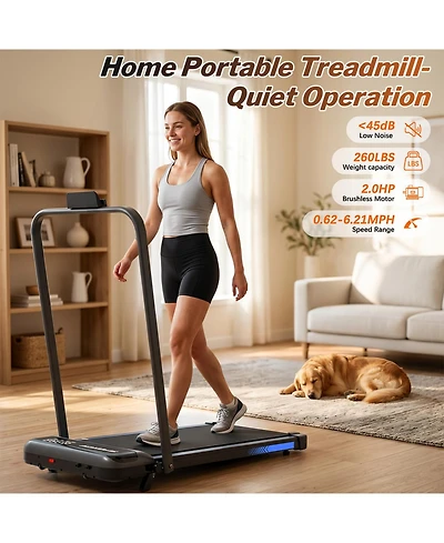 Zeny 3 1 Under Desk Treadmill with Incline, Foldable Treadmills for Home, Walking Pad Handle Bar and Jogging, Remote Control