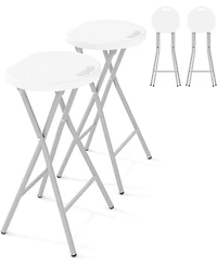 homfan Set of 2 Folding Stools 28" Bar Stool with Handle and Safety Lock, 400 Lbs Capacity for Kitchen, Bar or Outdoor, No Assembly