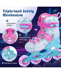 Costway Kids Inline Skates for Boys Girls, Adjustable Illuminating Roller Skates