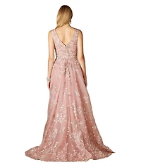 Lara Women's Floral Applique Overskirt Dress