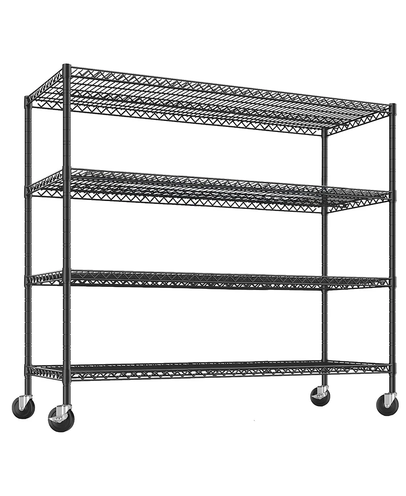 homfan 4 Tier Storage Shelf with Wheels, 75 Inch Heavy Duty Metal Shelving Unit with Adjustable Shelves for Pantry or Kitchen