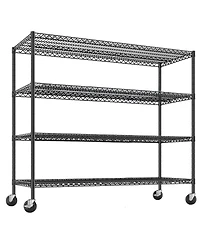 homfan 4 Tier Storage Shelf with Wheels, 75 Inch Heavy Duty Metal Shelving Unit with Adjustable Shelves for Pantry or Kitchen