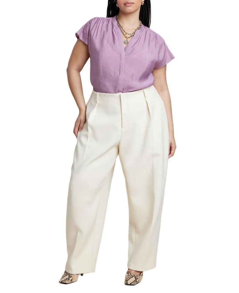 Eloquii Plus Textured Notch Collar Blouse