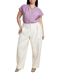 Eloquii Plus Textured Notch Collar Blouse