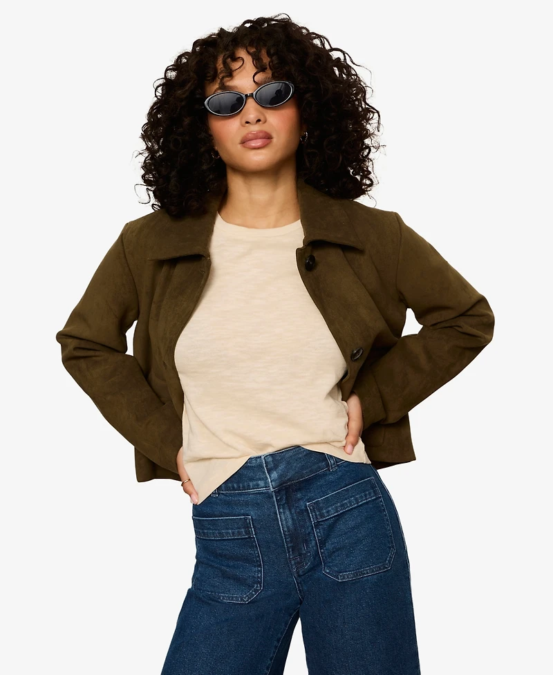 Sanctuary Petite Avid Spread Collar Button-Front Jacket