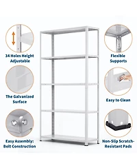 homfan 5 Tier Storage Shelf, 68 Inch Heavy Duty Metal Shelving Unit with Adjustable Shelves for Kitchen or Pantry
