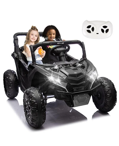 Yobtop 24V Kids Ride On Utv - 2 Seater with Parent Remote, 4WD Suspension, Led Lights, Music, Bluetooth, Storage for Kids 3+