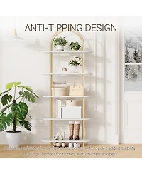homfan Arched Curved Bookshelf, Iron and Mdf Multi-Tier Storage Shelf, Space-Saving Versatile Freestanding Display Rack for Home Office