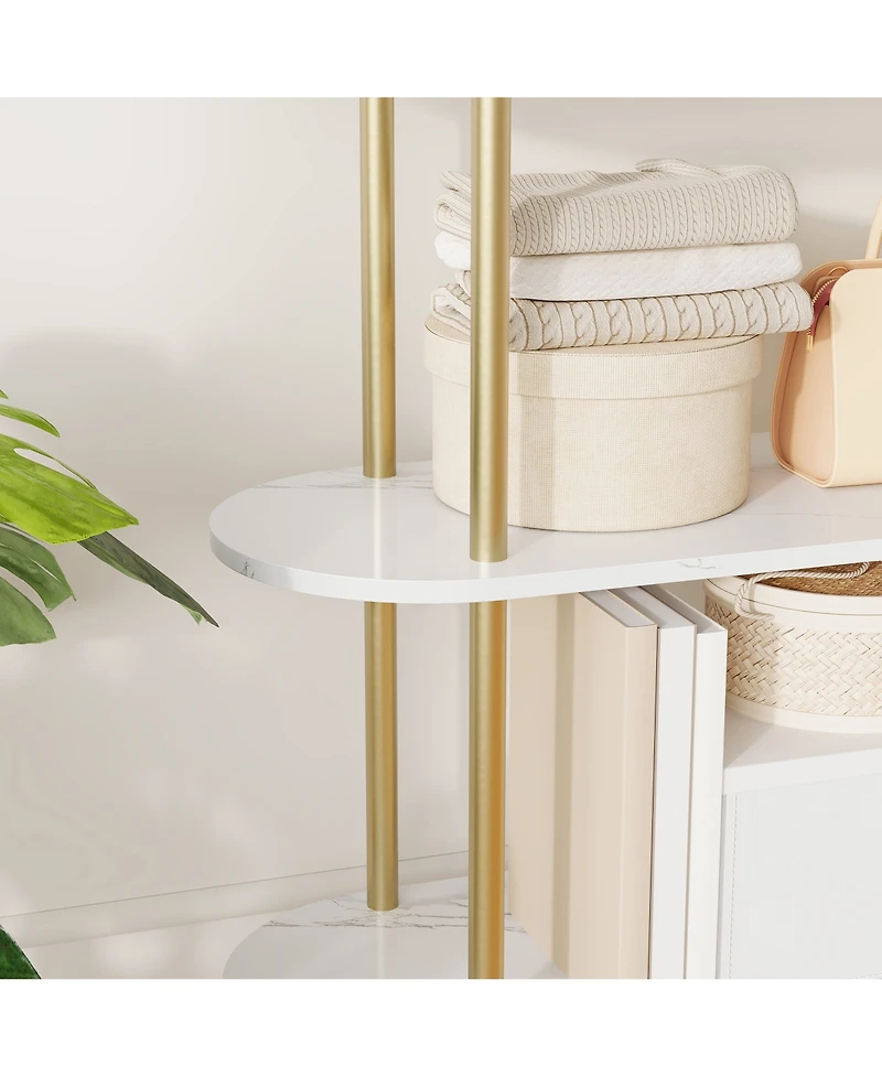 homfan Arched Curved Bookshelf, Iron and Mdf Multi-Tier Storage Shelf, Space-Saving Versatile Freestanding Display Rack for Home Office