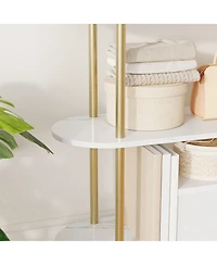 homfan Arched Curved Bookshelf, Iron and Mdf Multi-Tier Storage Shelf, Space-Saving Versatile Freestanding Display Rack for Home Office