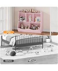 homfan 2-Pack Toy Storage Organizer Cabinet with Non-Woven Drawers, Kids Bookshelf and Shelf Unit for Playroom, Engineered Wood