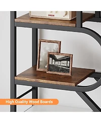 homfan 9-Tier Arched Freestanding Bookshelf, Sturdy Metal Frame Multi-layer Storage Display Shelf for Home Office Decor