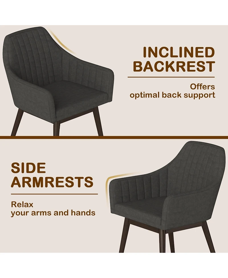 Sugift Dining Chairs Set of 2 Upholstered Accent Chairs with Comfy Padded Backrest and Seat