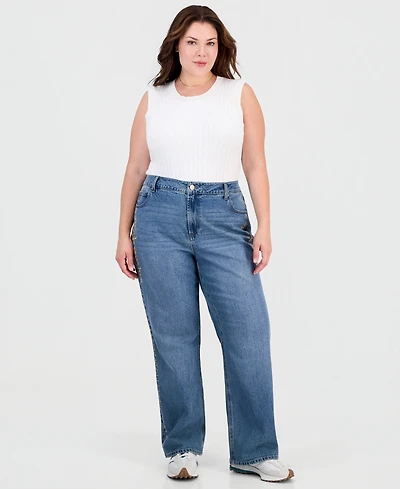 And Now This Trendy Plus Embroidered Studded Jeans, Macy's Exclusive