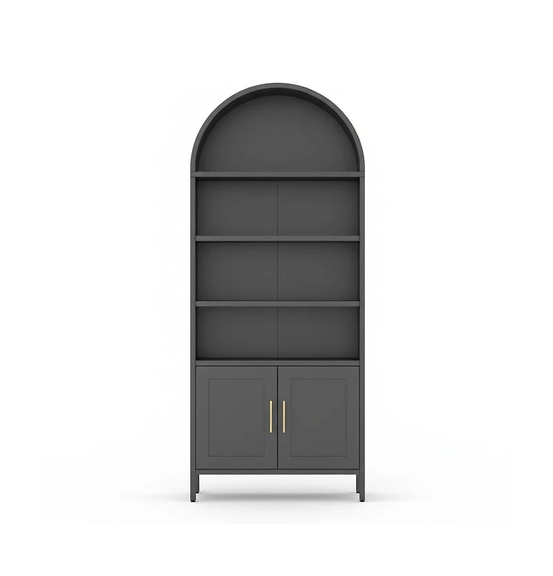 homfanf Modern Arched Metal Storage Cabinet, Cold-Rolled Steel Vertical Organizer Rack, Multi-Scene Easy-Assembly Display Storage Shelf