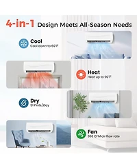 Sugift 9000 Btu 19 SEER2 115V Ductless Mini Split Air Conditioner Heat Pump, White