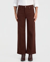 Style & Co Petite High-Waist Wide-Leg Twill Pants, Macy's Exclusive