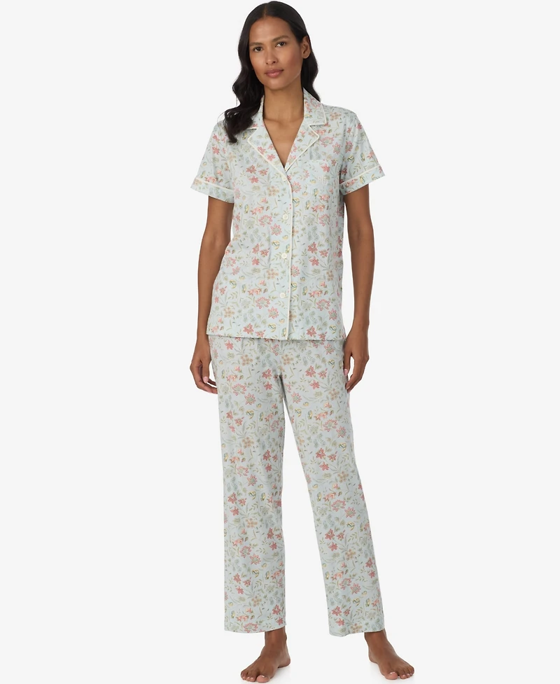 Lauren Ralph Women's Short-Sleeve Shirt & Pants, 2-Piece Pajama Set
