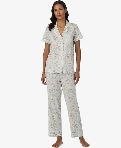 Lauren Ralph Women's Short-Sleeve Shirt & Pants, 2-Piece Pajama Set