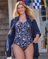 Lands' End Women's New Button-Up Shirt Cover-Up Dress