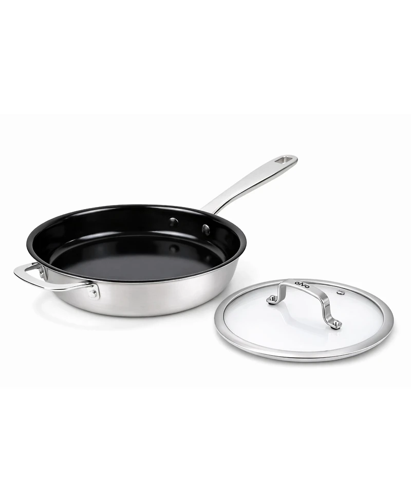Alva Maestro 11" Nonstick Stainless Steel Frying Pan with Glass Lid