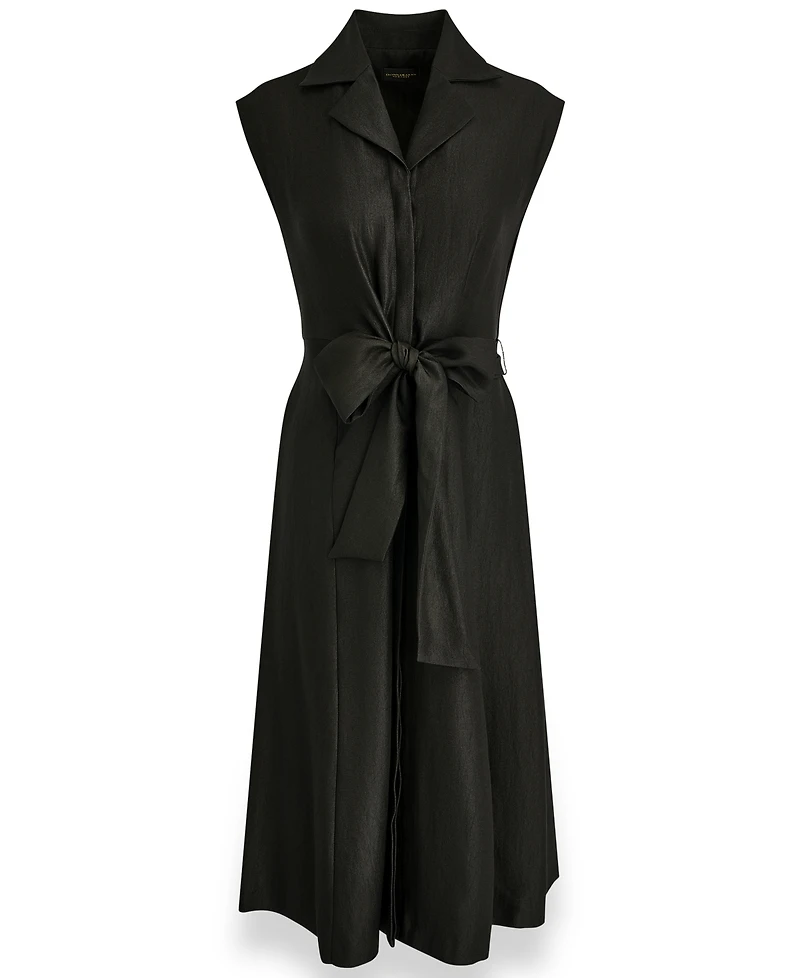Donna Karan New York Women's Cap-Sleeve Collared with Self-Tie Belt Shirtdress