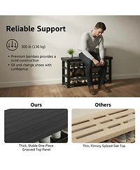 Yigii Shoe Rack Bench 4 Tier Storage Organizer Bamboo Sturdy Spacious Versatile Entryway Living Room Bathroom Bedroom