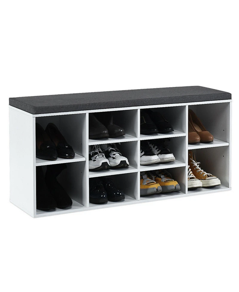 Gouun 10-Cube Shoe Storage Bench with Removable Cushion