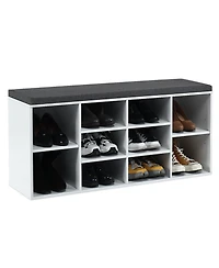 Gouun 10-Cube Shoe Storage Bench with Removable Cushion
