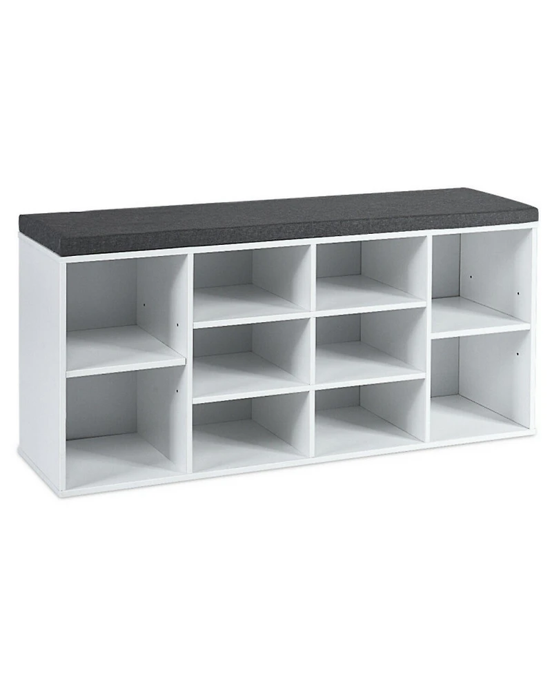 Gouun 10-Cube Shoe Storage Bench with Removable Cushion