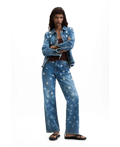 Desigual Women's Floral Embroidered Jeans