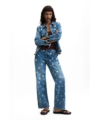 Desigual Women's Floral Embroidered Jeans