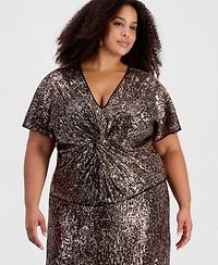 Muse Plus Sequined V-Neck Dolman-Sleeve Top