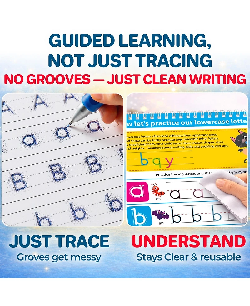 Quokka Tracing Books for Kids Ages 3-5 – Dry Erase Activity Books for Kids Ages 3-5 - Writing Practice Workbook with Markers
