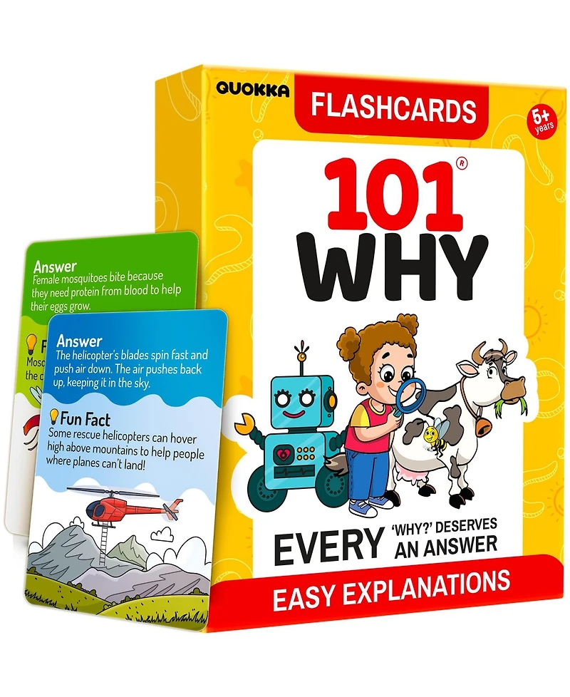 Quokka 101 Why Flash Cards for Kids Ages 4-8 - Educational Card Game with Simple Explanations and Fun Facts About Science, Nature and Space