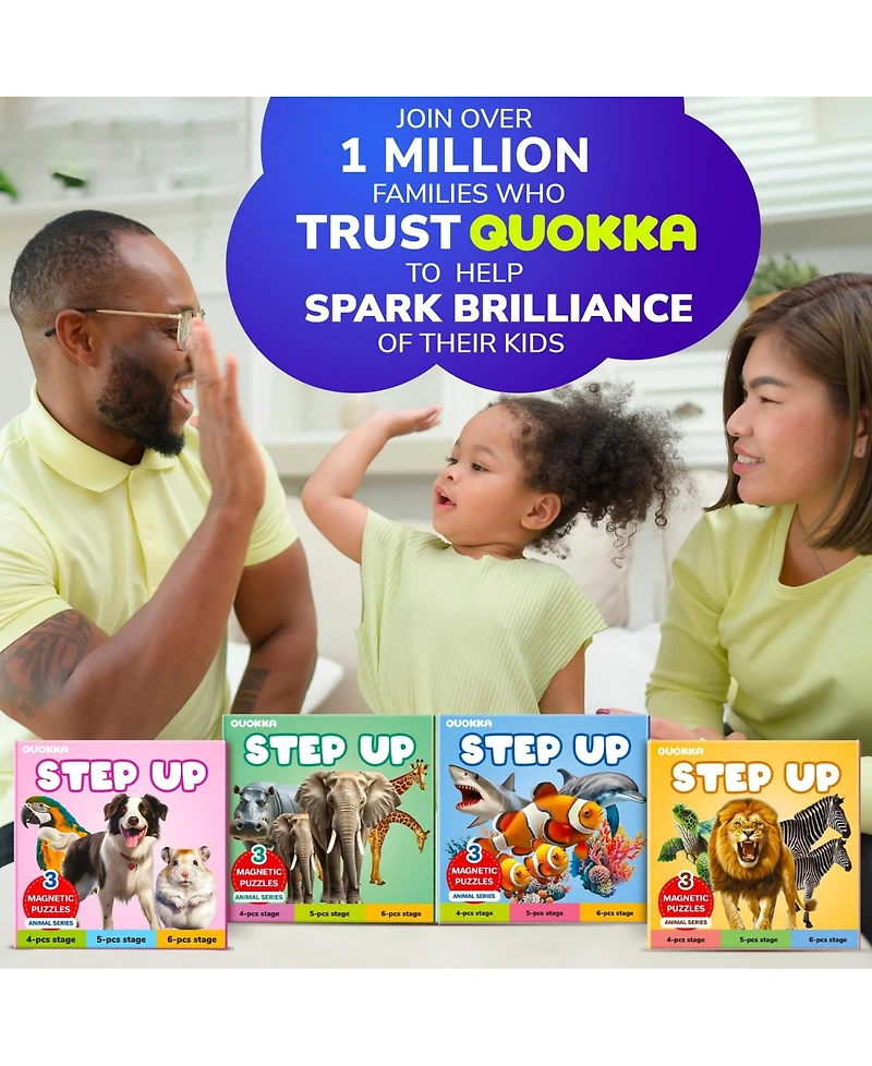 Quokka Step Up Magnetic Puzzles for Toddlers 1-3, Animal Puzzle Set One Book, Screen-Free Travel Games Kids 3-5 and Preschoolers