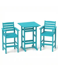 Gouun 3-Piece Outdoor Bar Set with Square High-Top Table and 2 Bar Chairs