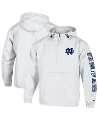 Champion Men's White Notre Dame Fighting Irish Cloud Packable Half-Zip Hooded Jacket
