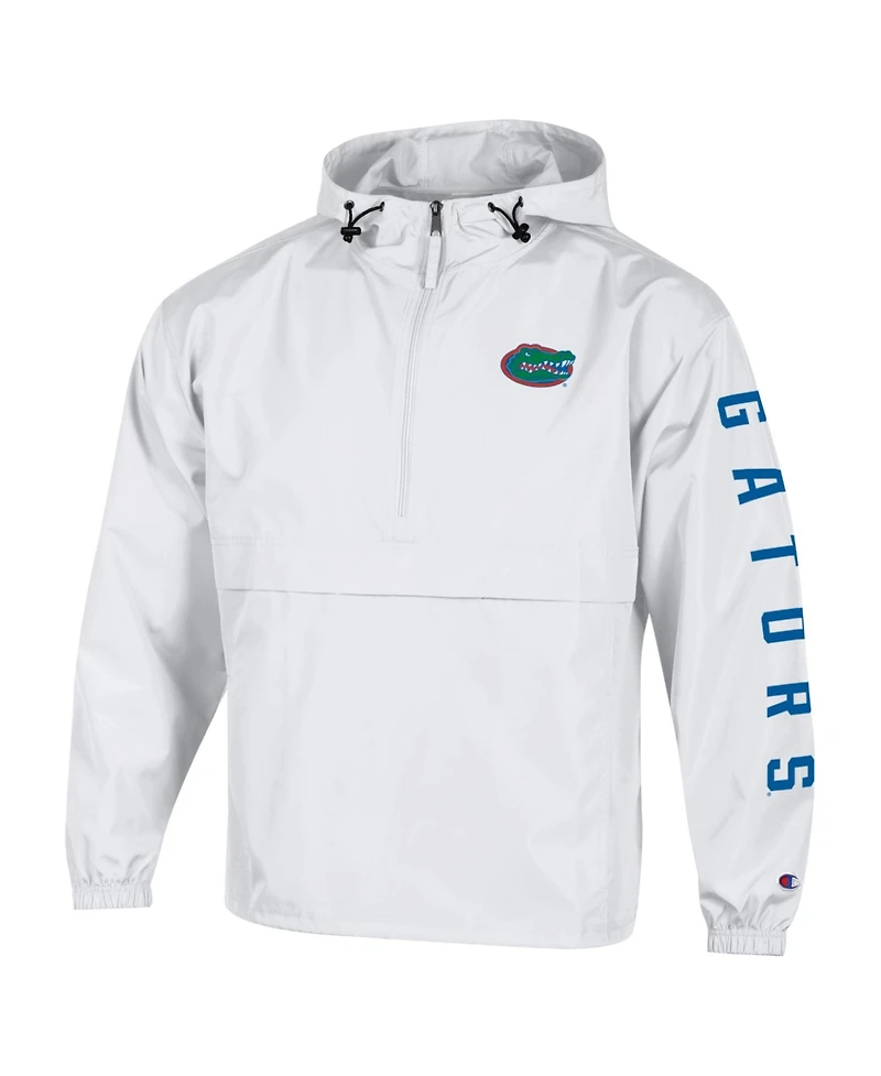 Champion Men's White Florida Gators Cloud Packable Half-Zip Hooded Jacket