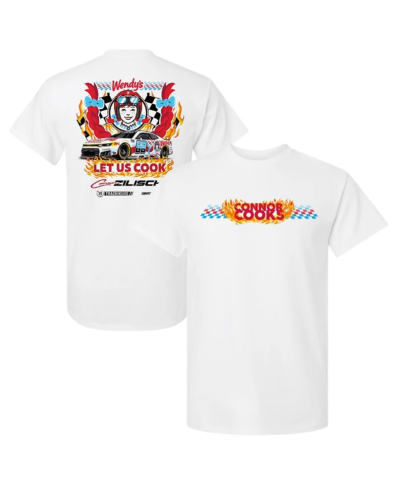 Trackhouse Racing Team Collection Men's White Connor Zilisch 88 Wendy's T-Shirt
