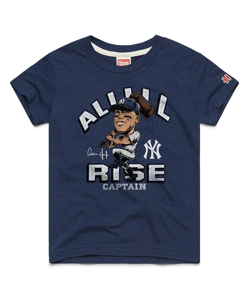 Homage Big Boys and Girls Aaron Judge Navy New York Yankees Caricature Tri-Blend T-Shirt