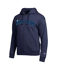 Champion Men's Seattle Mariners Navy All-Star Wordmark Full-Zip Hoodie