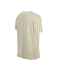New Era Men's Cream Mesh Back Pinstripe T-Shirt