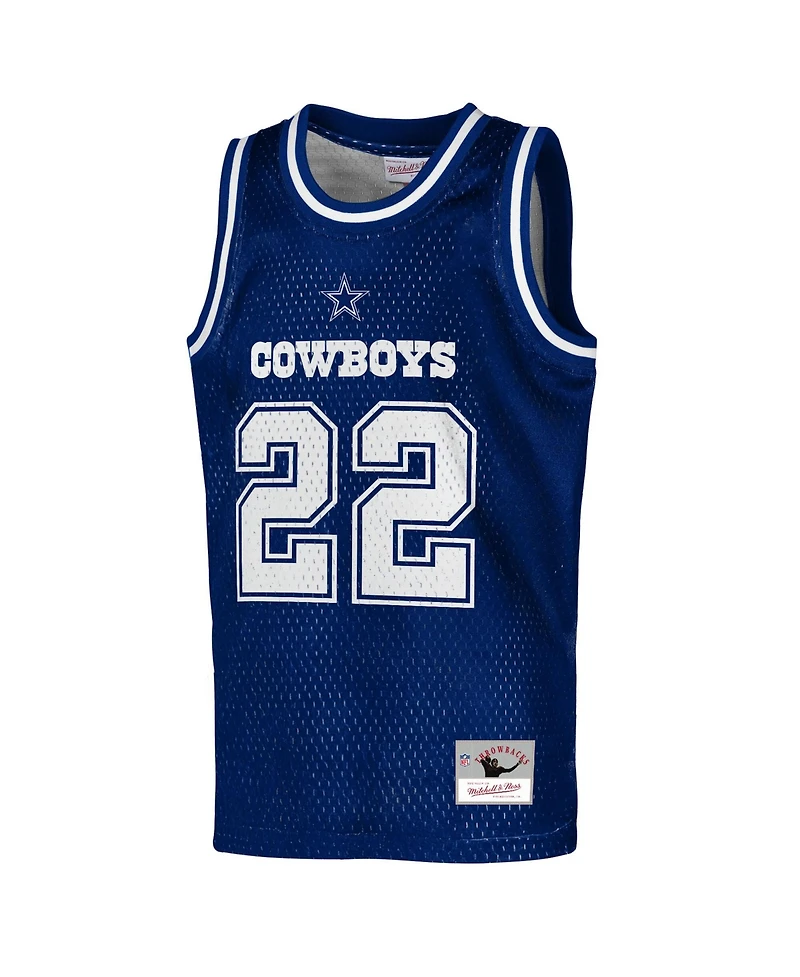 Mitchell & Ness Big Boys and Girls Emmitt Smith Navy Dallas Cowboys Retired Player Nfl Basketball Fashion Jersey