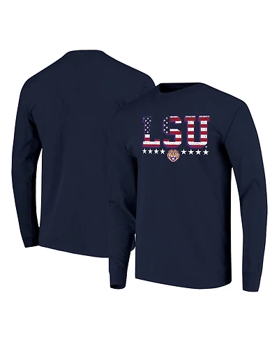Image One Men's Navy Lsu Tigers Tall Type Flag Long Sleeve T-Shirt
